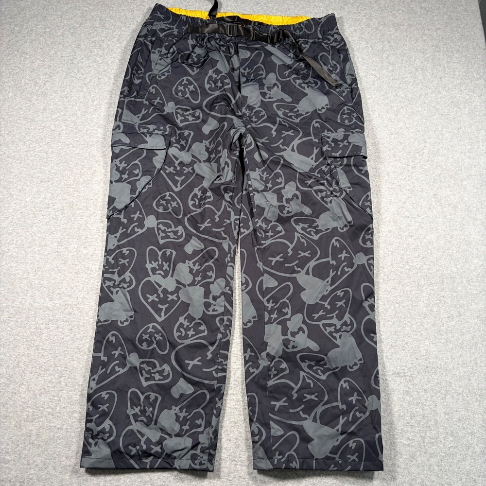 Royal Surge Reversible Cargo Pants Mens Large Black Yellow Heart Print Pants
